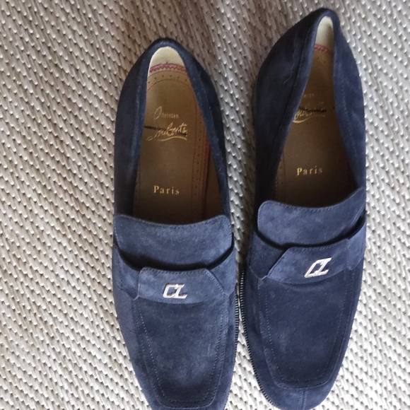 Christian Louboutin Navy Suede Loafers main image 16